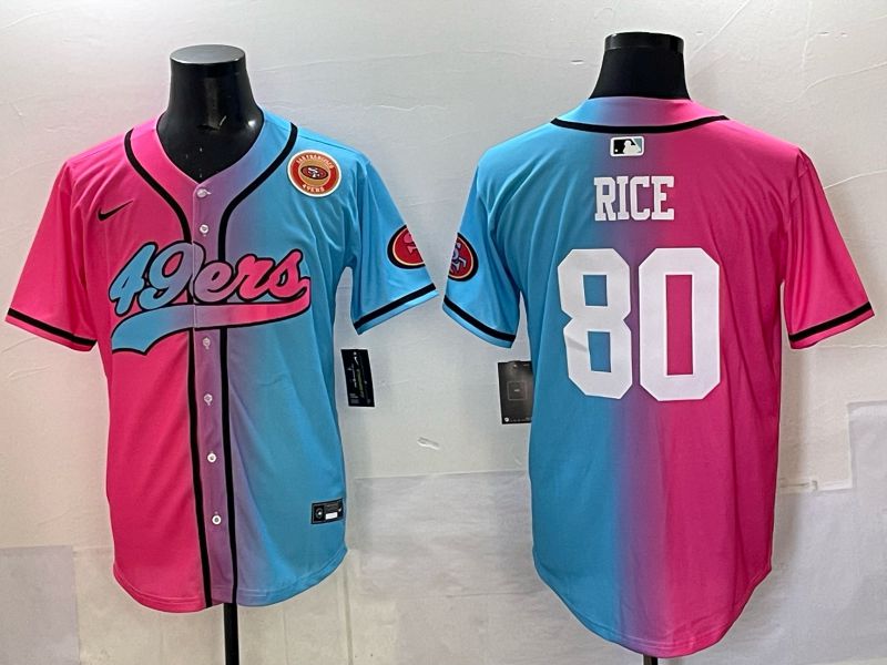 Men 2025 San Francisco 49ers #80 Rice Pink Blue Nike Limited NFL Jersey 012->san francisco 49ers->NFL Jersey